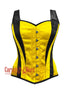 Overbust Corset With Straps - Gothic Yellow & Black Satin Waist Trainer