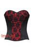 Red And Black Satin Net Overlay Gothic Costume Overbust Corset