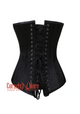 Black Satin Double Bone Gothic Burlesque Waist Training Bustier Long Overbust Corset Costume