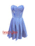 Blue and White Cotton Striped Bustier Waist Training Overbust Corset Dress