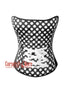 Black Satin Polka Dot Overbust Corset - Burlesque Comic Con Top