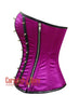 Purple Satin & Black Leather Corset – Steampunk Waist Trainer for Women