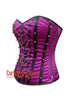 Purple Satin & Black Leather Corset – Steampunk Waist Trainer for Women