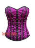 Purple Satin & Black Leather Corset – Steampunk Waist Trainer for Women