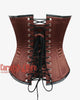 Royal Brown Satin Corset – Black Leather Spike Steampunk Waist Cincher