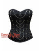 Royal Black Satin & Leather Spike Corset – Steampunk Costume