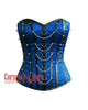 Steampunk Royal Blue Satin Corset – Gothic Spike Waist Cincher