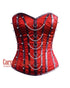 Royal Red Satin & Black Leather Spike Corset – Steampunk Costume