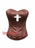 Brown Gothic Corset Bustier – Sacred Cross Design & Steel Boning