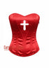 Red Gothic Corset Bustier – Sacred Cross Design & Steel Boning