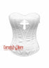 White Satin Corset with Sacred Jesus Cross Cut – Gothic Bustier