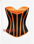 Orange & Black Striped Satin Overbust Corset Top for Women Burlesque Gothic Bustier