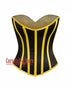 Yellow & Black With Mesh Striped Satin Overbust Corset Burlesque Costume