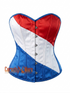 France Flag Red White & Blue Satin Overbust Corset – Steel Boned Waist Trainer for Women