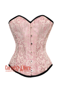 Pink Brocade Gothic Burlesque Bustier Waist Training Overbust Corset Costume