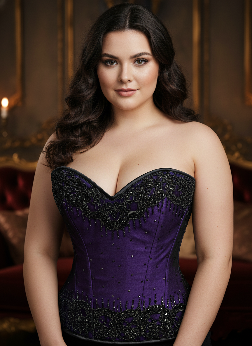 purple burlesque dress Purple Satin Burlesque Waist Training Overbust Corset Costume 12XL