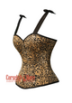 Animal Print Costume Satin Overbust Corset with Straps Leopard Print Top