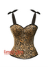 Animal Print Costume Satin Overbust Corset with Straps Leopard Print Top