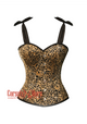Animal Print Costume Satin Overbust Corset with Straps Leopard Print Top