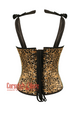 Animal Print Costume Satin Overbust Corset with Straps Leopard Print Top