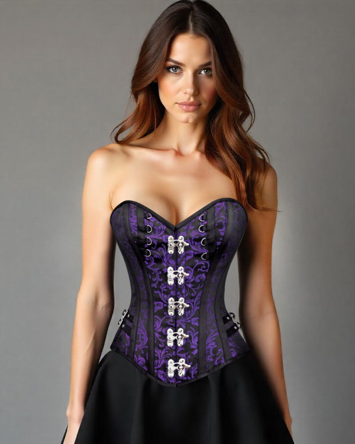 Plus Size Purple and Black Brocade Overbust Corset Bustier Heart Top C –  CorsetsNmore