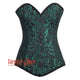 Plus Size Green And Black Brocade Longline Gothic Corset Burlesque Overbust