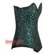 Plus Size Green And Black Brocade Longline Gothic Corset Burlesque Overbust