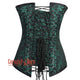 Plus Size Green And Black Brocade Longline Gothic Corset Burlesque Overbust