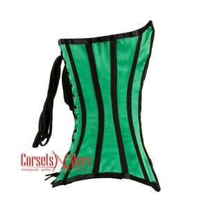 Green And Black Satin Gothic Corset Burlesque Overbust Top