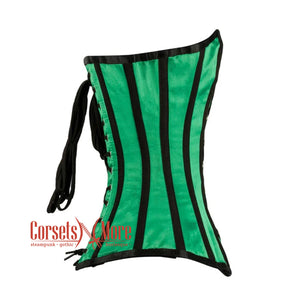 Plus Size Green And Black Satin Gothic Corset Burlesque Overbust Top