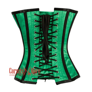 Plus Size Green And Black Satin Gothic Corset Burlesque Overbust Top