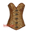 Plus Size Brown And Golden Brocade Longline Front Clasp Burlesque Gothic Overbust Corset