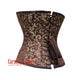 Plus Size Brown And Golden Brocade Burlesque Gothic Overbust Corset Bustier Top