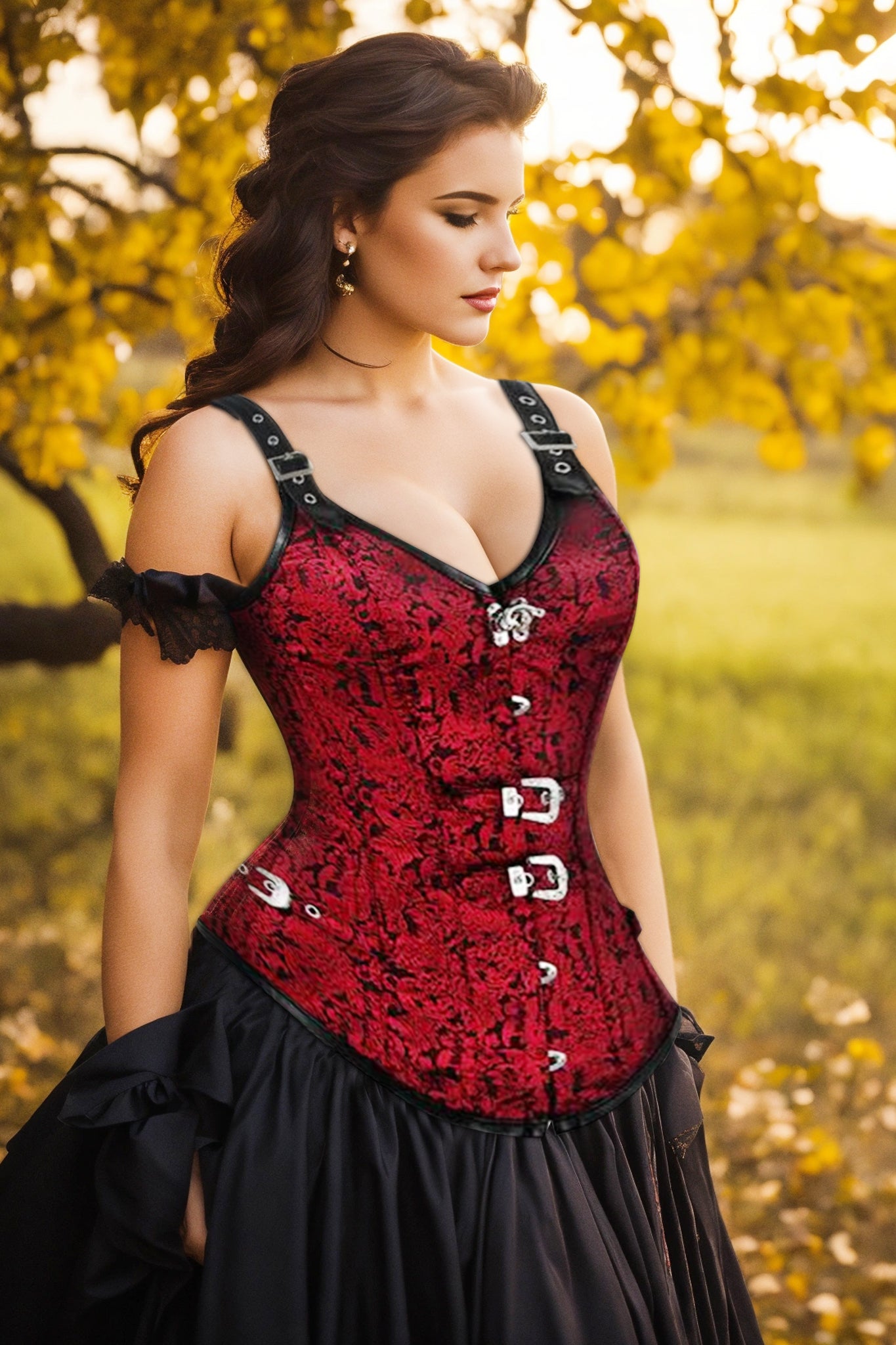black and red steampunk dress Black Red Victorian Steampunk Dress Steampunk Outfit