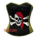 Plus Size Olive Green and Black Satin Pirate Sequins Work Costume Bustier Steampunk Waist Cincher Overbust Top