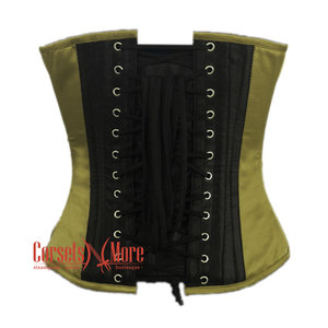 Plus Size Olive Green and Black Satin Pirate Sequins Work Costume Bustier Steampunk Waist Cincher Overbust Top