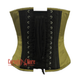 Olive Green and Black Satin Pirate Sequins Work Costume Bustier Steampunk Waist Cincher Overbust Top