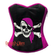 Plus Size Purple and Black Satin Pirate Sequins Work Steampunk Waist Cincher Overbust Top