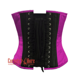 Plus Size Purple and Black Satin Pirate Sequins Work Steampunk Waist Cincher Overbust Top