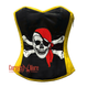 Black and Yellow Satin Pirate Sequins Hand Work Costume Bustier Steampunk Waist Cincher Overbust Top