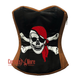 Brown and Black Satin Pirate Sequins Costume Bustier Steampunk Waist Cincher Overbust Top