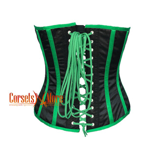 Plus Size Green Purple and Yellow Satin Striped Costume for Mardi Gras Overbust Corset Top