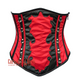 Red Satin Black Leather Gothic Costume Halloween Bustier LONGLINE Underbust Corset Party Top