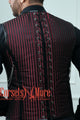 Red And Black Brocade With Leather Authentic Steel Boned Steampunk Vest Costume Men's Corset