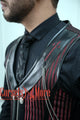 Red And Black Brocade With Leather Authentic Steel Boned Steampunk Vest Costume Men's Corset