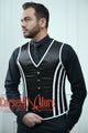 Royal Satin Black And White Authentic Steel Boned Men's Corset Vest