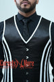 Royal Satin Black And White Authentic Steel Boned Men's Corset Vest