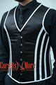 Royal Satin Black And White Authentic Steel Boned Men's Corset Vest