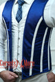 Royal Satin Blue And White Brocade Authentic Steel Boned Men's Corset Vest