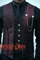 Red Brocade With Satin Authentic Steel Boned Steampunk Vest Costume Men's Corset